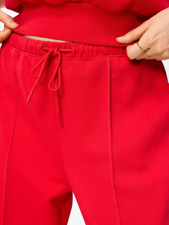 Mid-Rise Dynamic Fleece Textured Wide-Leg Sweatpants