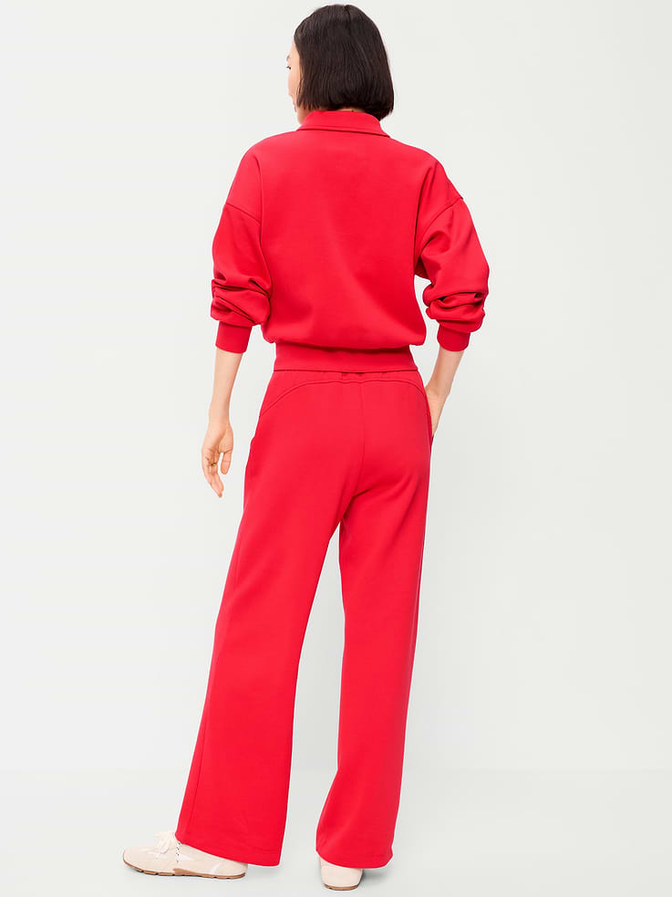 Image number 2 showing, Mid-Rise Dynamic Fleece Textured Wide-Leg Sweatpants