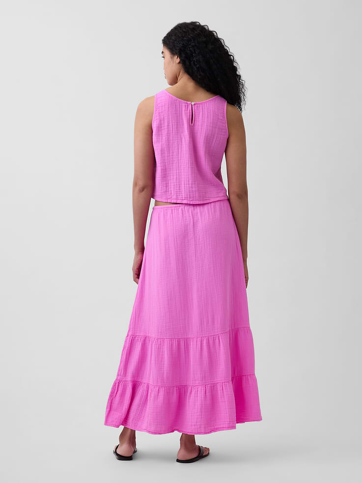 Image number 2 showing, Cotton Gauze Tiered Easy Maxi Skirt