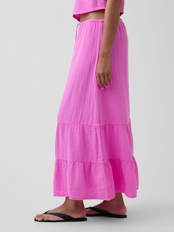 Image number 3 showing, Cotton Gauze Tiered Easy Maxi Skirt