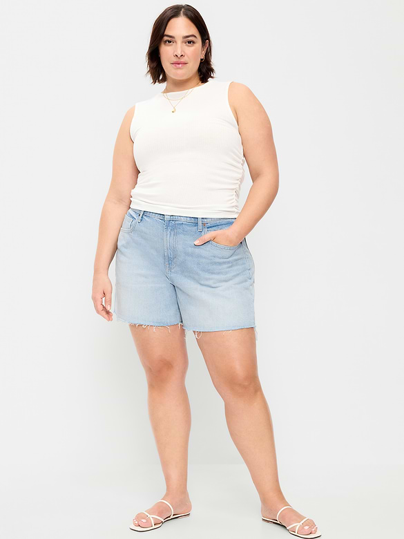 High-Waisted Baggy Jean Shorts -- 5-inch inseam