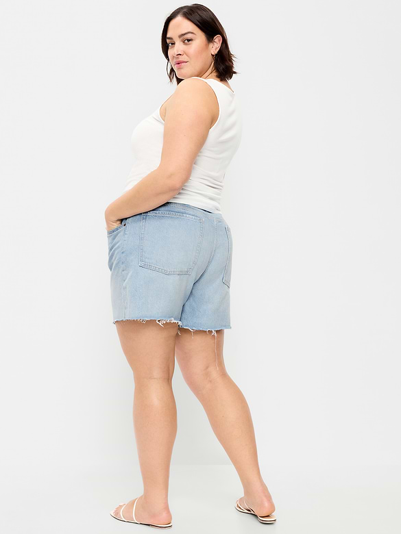 High-Waisted Baggy Jean Shorts -- 5-inch inseam