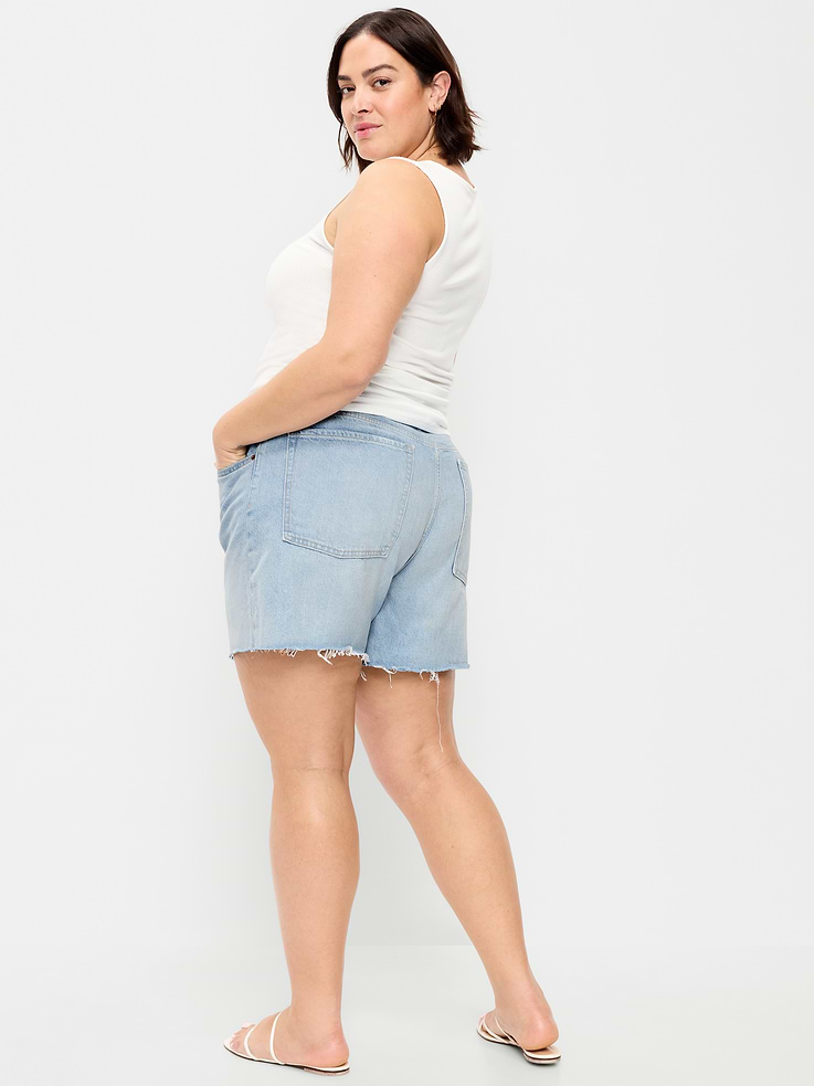 Image number 8 showing, High-Waisted Baggy Jean Shorts -- 5-inch inseam