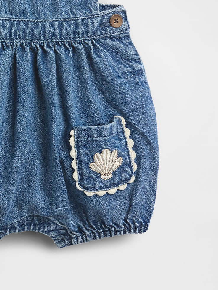 Image number 3 showing, Baby Denim Shell Pocket Bubble Overalls