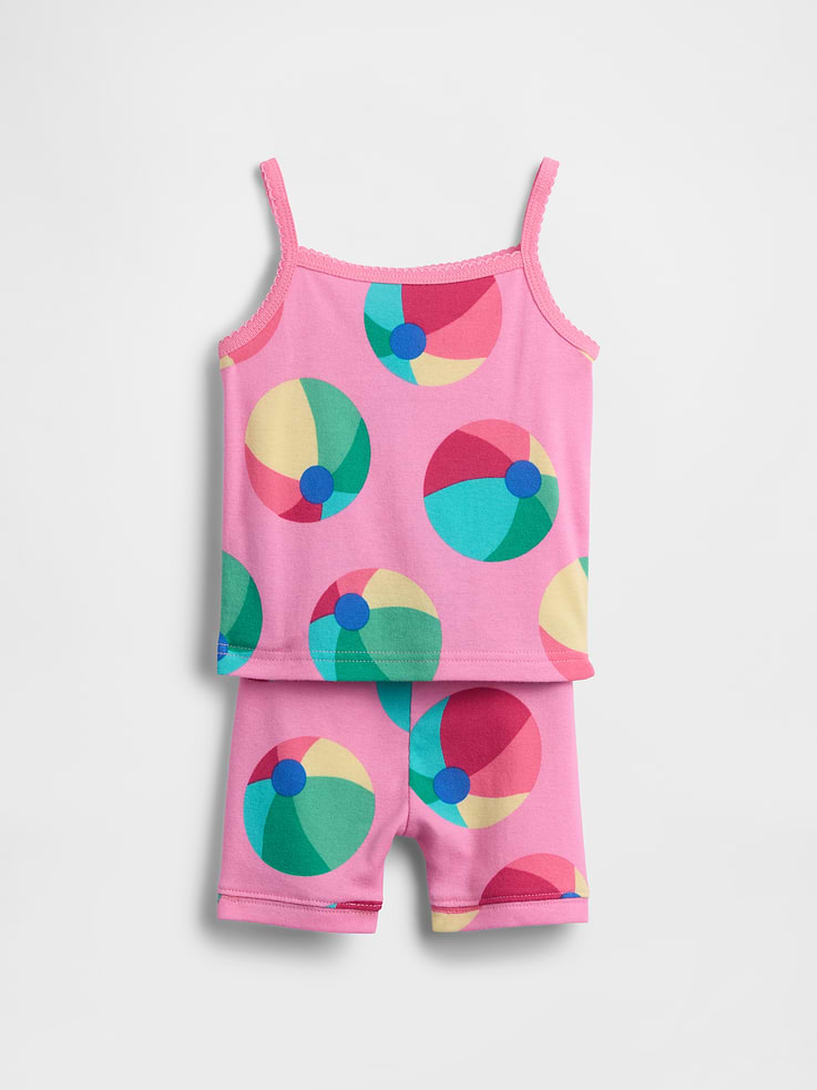 Image number 2 showing, Baby & Toddler Organic Brushed Cotton Beach Ball PJ Cami Short Set