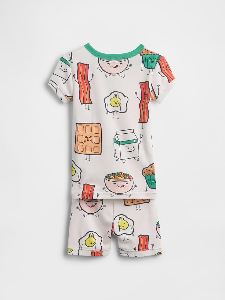 Image number 2 showing, Baby & Toddler Organic Brushed Cotton Breakfast PJ Short Set