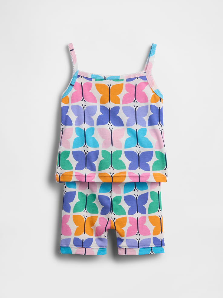 Image number 2 showing, Baby & Toddler Organic Brushed Cotton Butterfly PJ Cami Short Set
