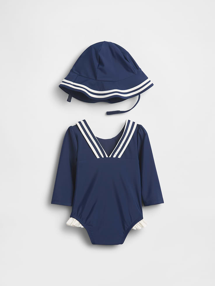 Image number 2 showing, Baby Sailor Rash Guard Swim Set