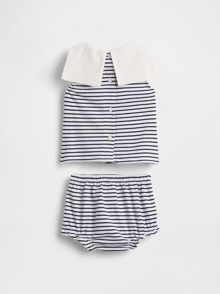 Image 2 of 4, Baby Organic Cotton Sailor Outfit Set