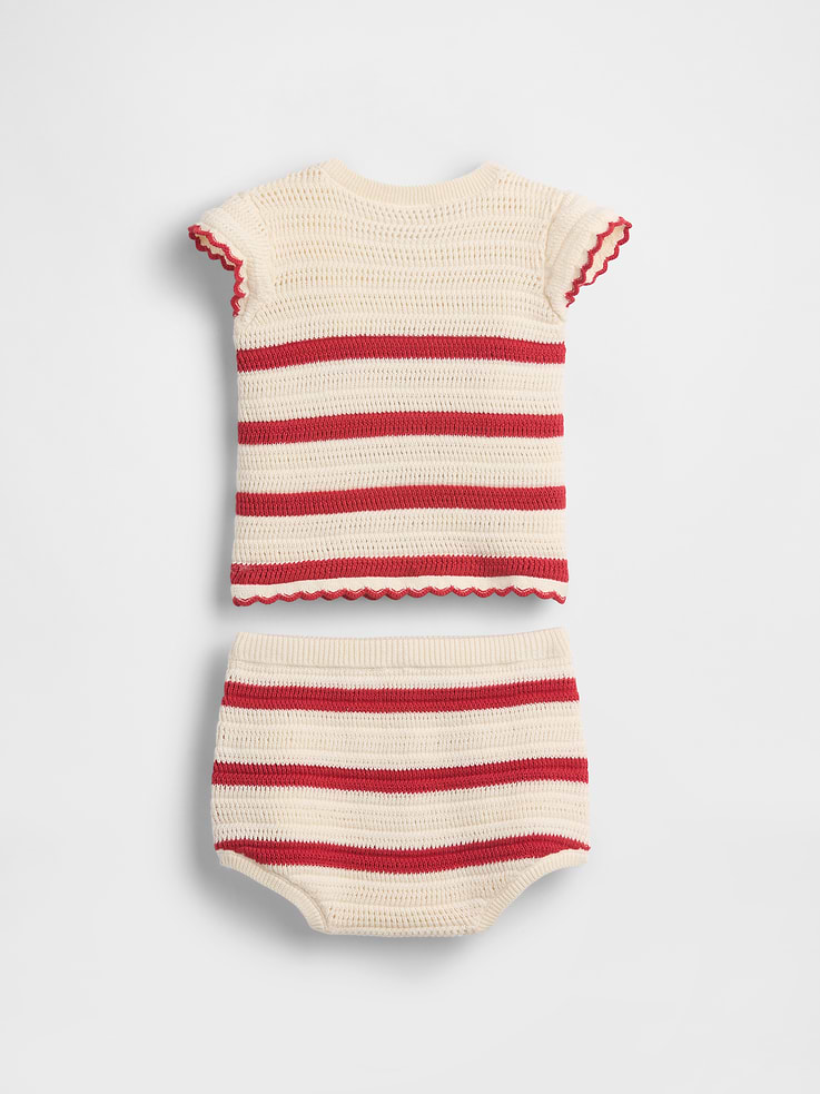 Image number 2 showing, Baby Crochet Stripe Outfit Set