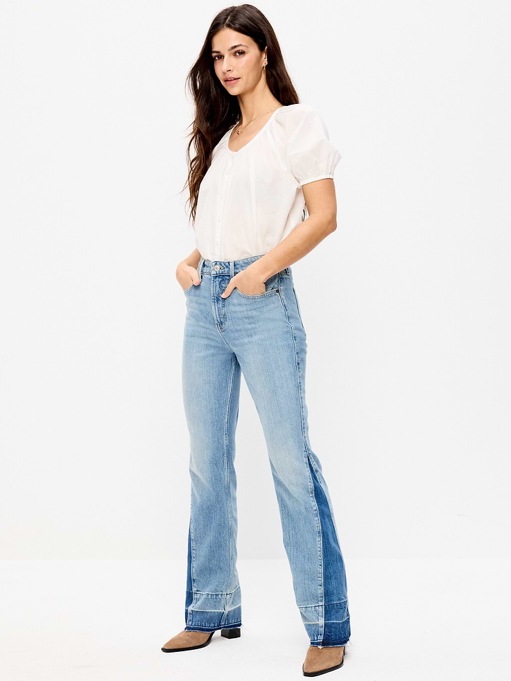Image number 1 showing, Extra High-Waisted Baby Boot-Cut Jeans