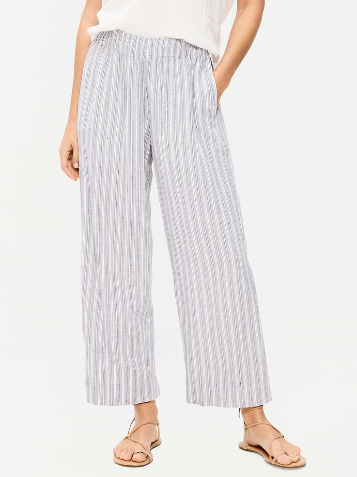 Image number 2 showing, High-Waisted Linen-Blend Straight Ankle Pants