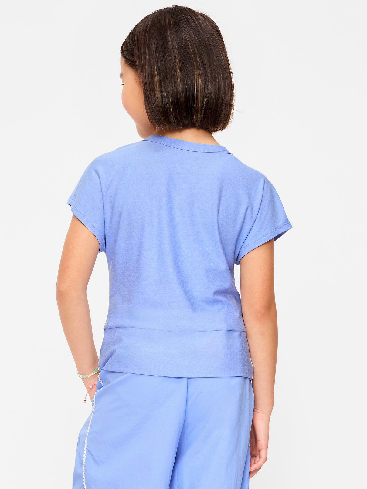 Image number 2 showing, CloudMotion Short-Sleeve Front-Knot T-Shirt for Girls