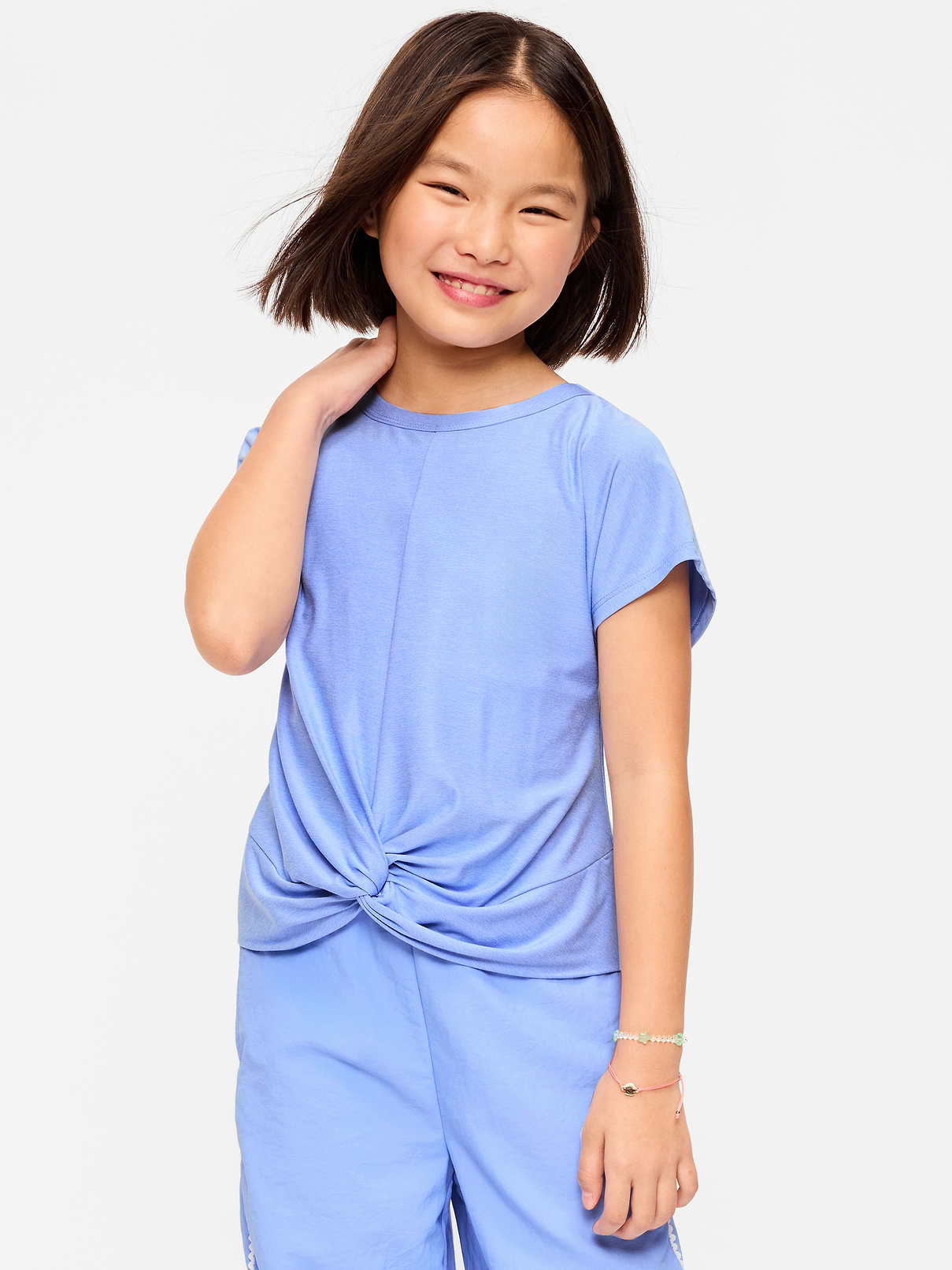 Image number 5 showing, CloudMotion Short-Sleeve Front-Knot T-Shirt for Girls