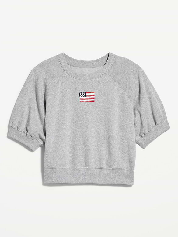 Short-Sleeve Cropped Raglan Sweatshirt