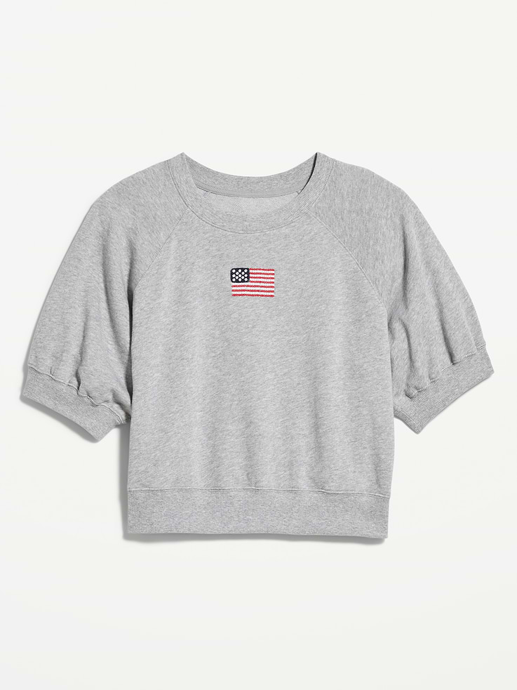 Image number 4 showing, Short-Sleeve Cropped Raglan Sweatshirt