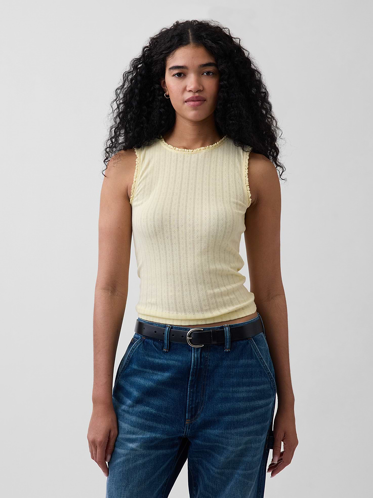 Image number 1 showing, Pointelle Shell Tank Top