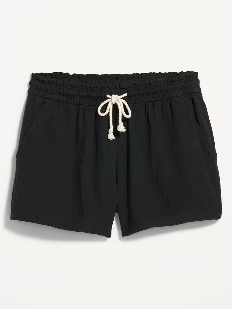 Image 4 of 9, High-Waisted Crinkle Gauze Shorts