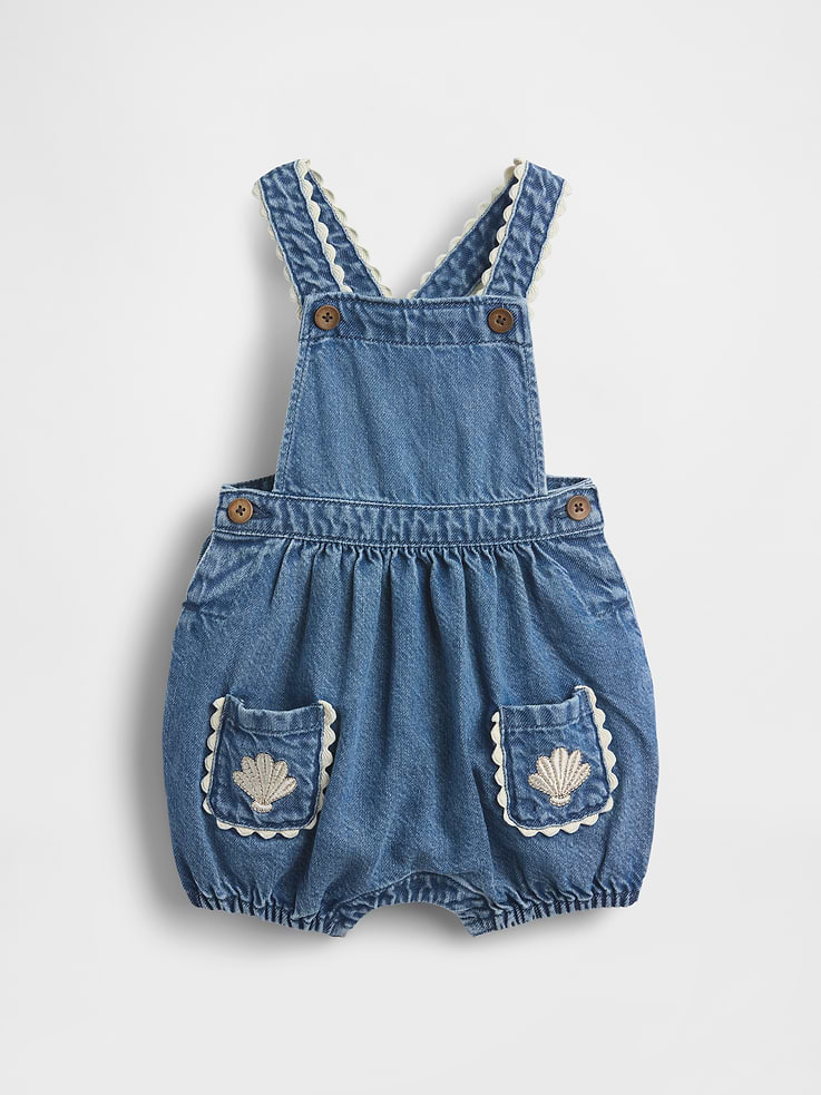 Image number 1 showing, Baby Denim Shell Pocket Bubble Overalls