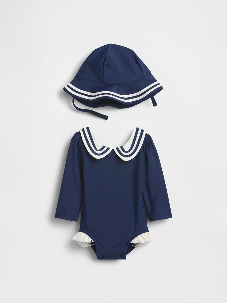 Image number 1 showing, Baby Sailor Rash Guard Swim Set
