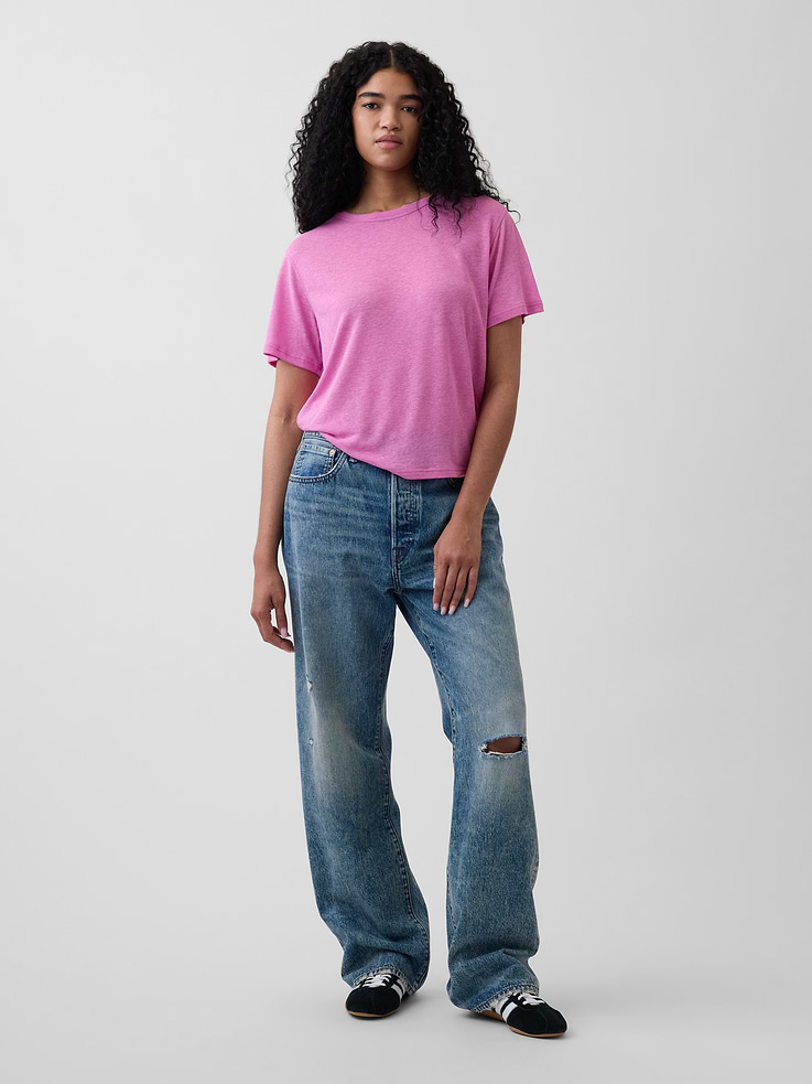 Image number 2 showing, Linen-Blend Relaxed T-Shirt