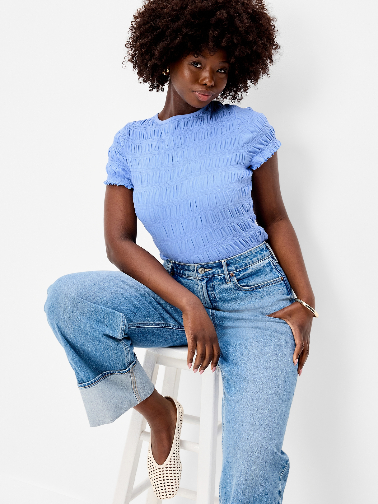 Neck- Smocked Top | Old Navy