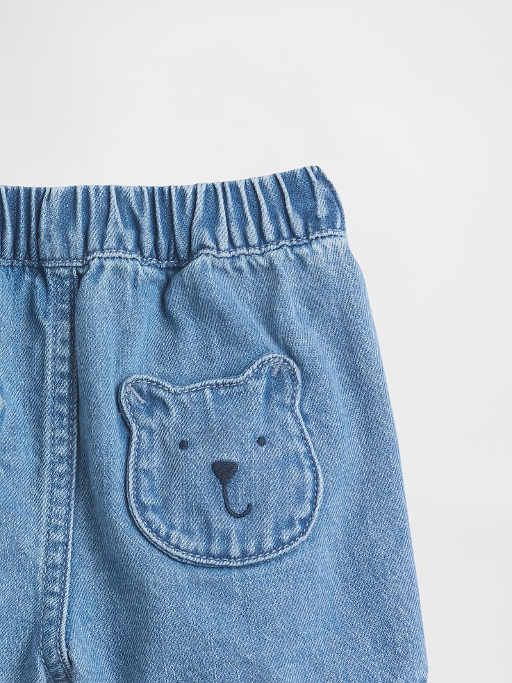 Image number 3 showing, Baby Brannan Bear Pocket Pull-On Denim Shorts