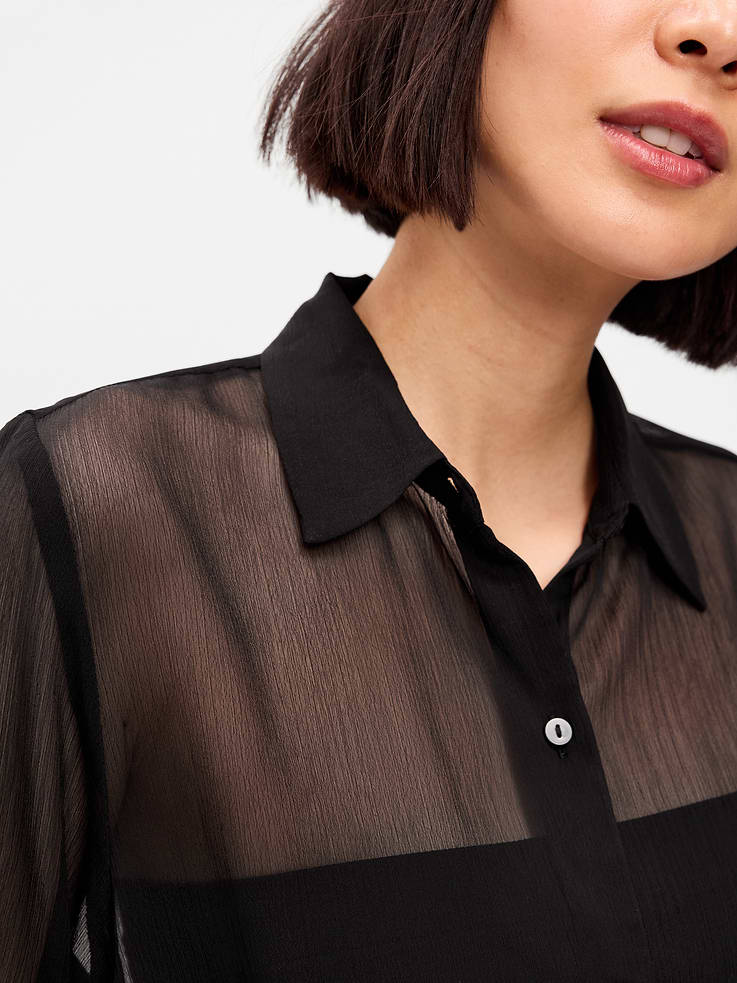 Image number 4 showing, Chiffon Sheer Button-Down Shirt