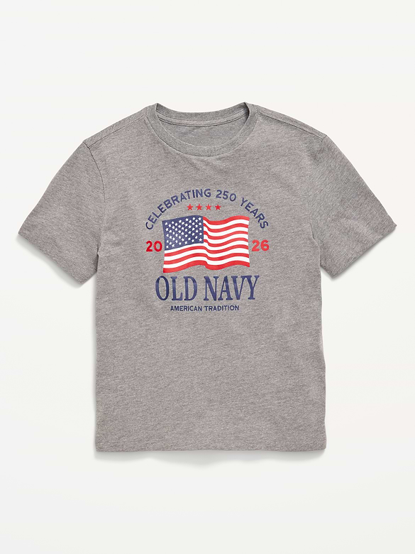 Short-Sleeve Gender-Neutral Flag Logo Graphic T-Shirt for Kids