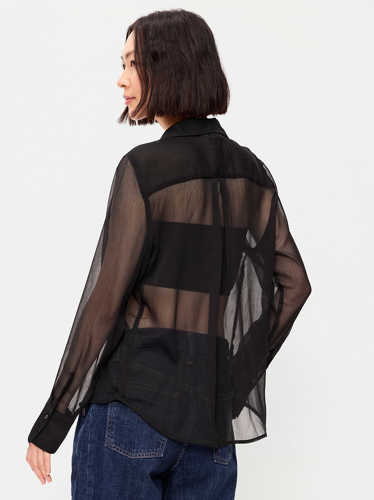 Image number 2 showing, Chiffon Sheer Button-Down Shirt