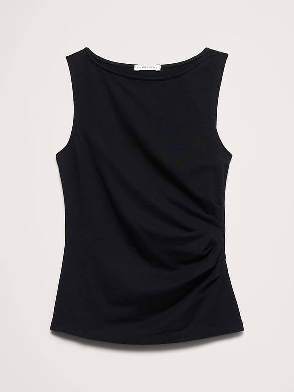 Vintage Cotton Ruched-Side Tank