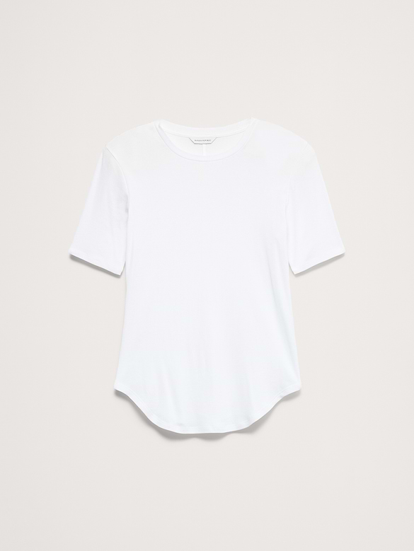 Airy Cotton Elbow-Sleeve T-Shirt