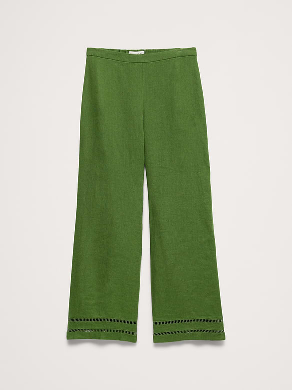 Mid-Rise Kick-Flare Linen Ankle Pant