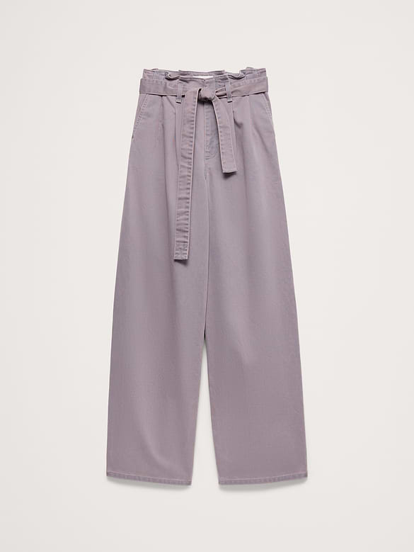 Pantalon à jambe large et à taille accordéon très haute