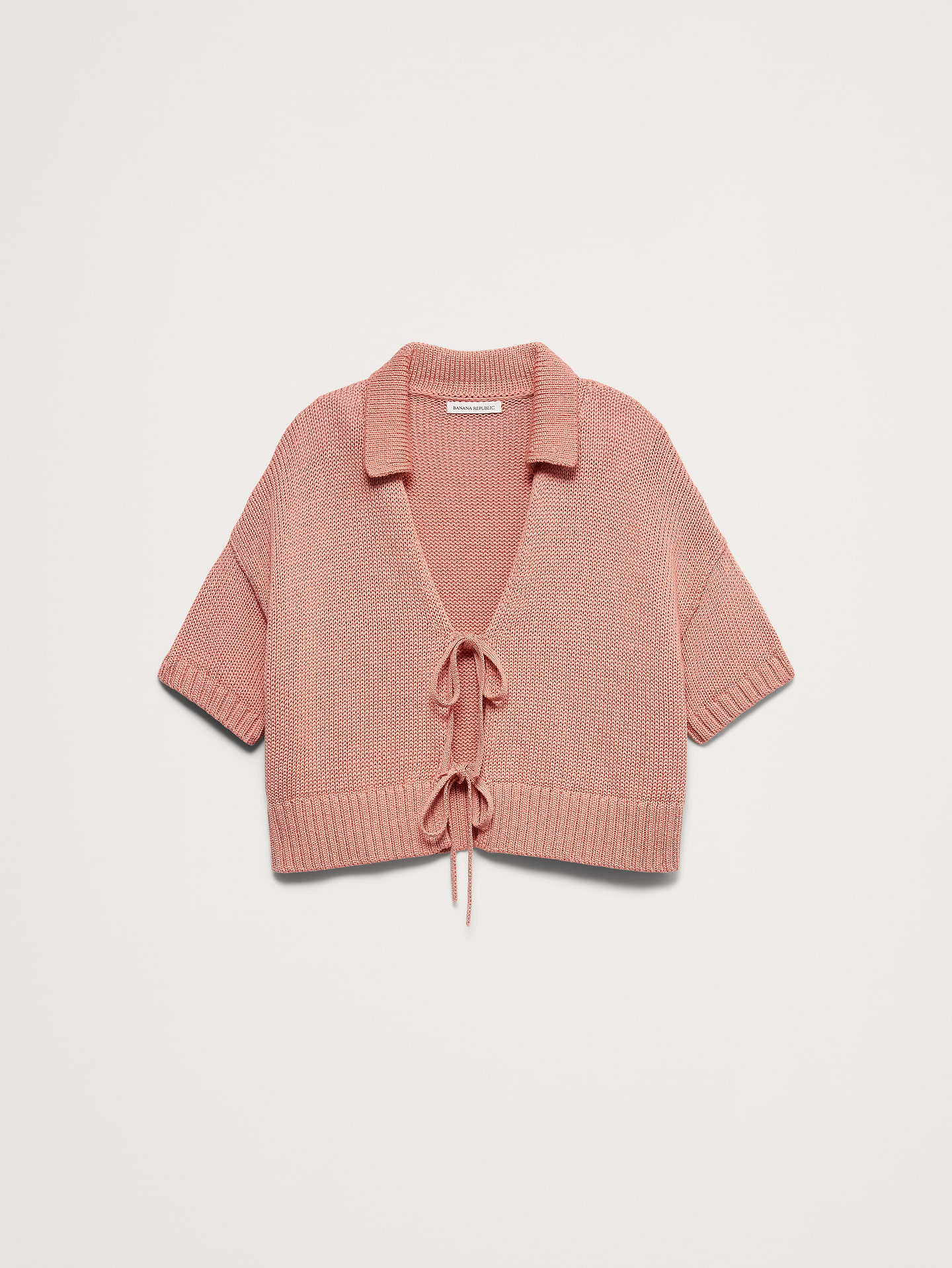 Image number 5 showing, Cotton Tie-Front Polo Cardigan