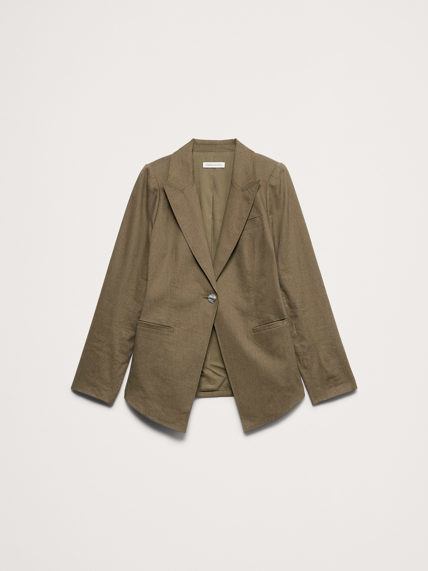L'image numéro 5 présente Blazer long en lin et viscose extensible