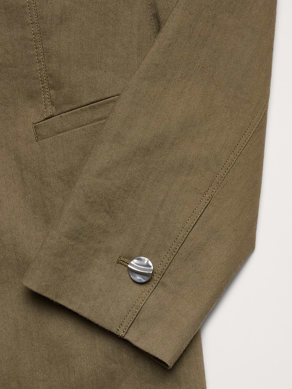 Stretch Linen-Viscose Long Blazer