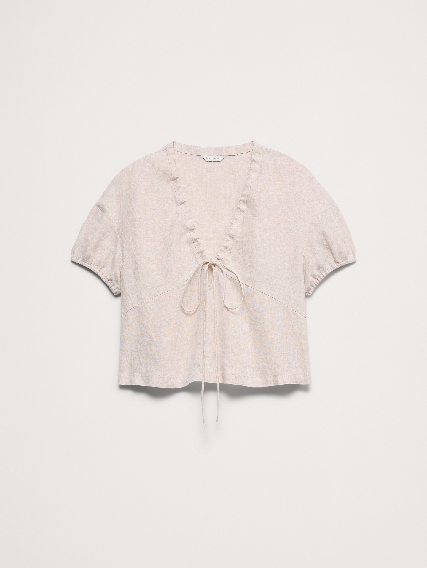 Image number 7 showing, Linen Tie-Front V-Neck Top