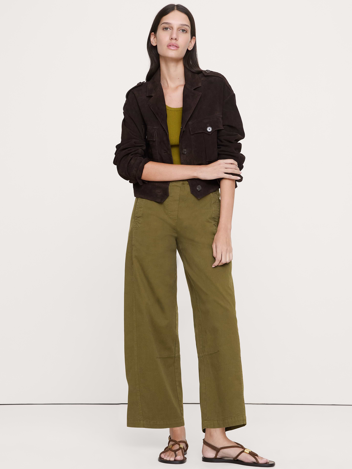 L'image numéro 1 présente Pantalon de peintre décontracté à taille mi-basse extensible