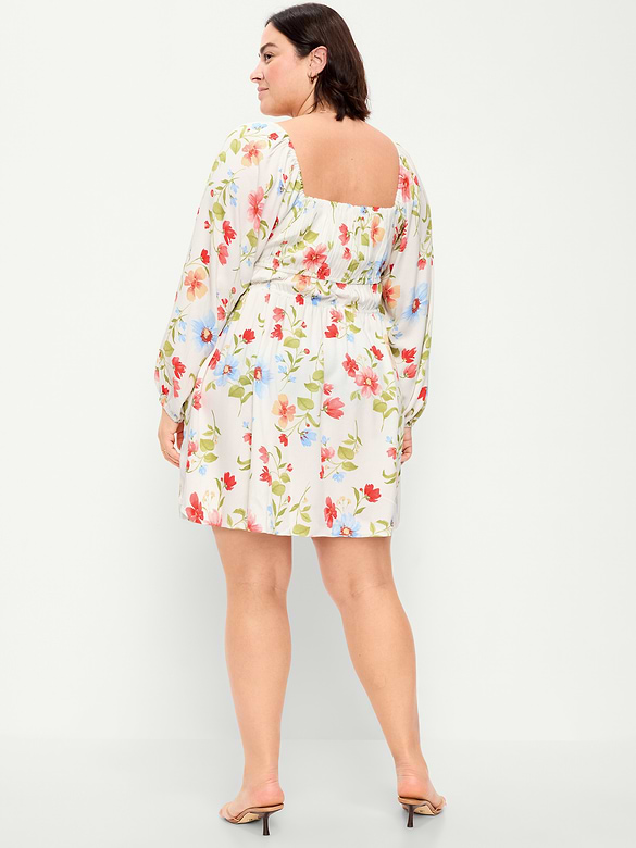 Long-Sleeve Crepe Mini Dress