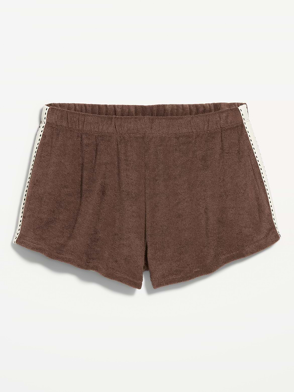 Short en jersey bouclette à taille mi-basse, entrejambe de 6,5 cm