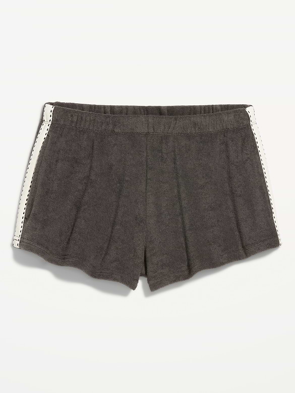 Short en jersey bouclette à taille mi-basse, entrejambe de 6,5 cm
