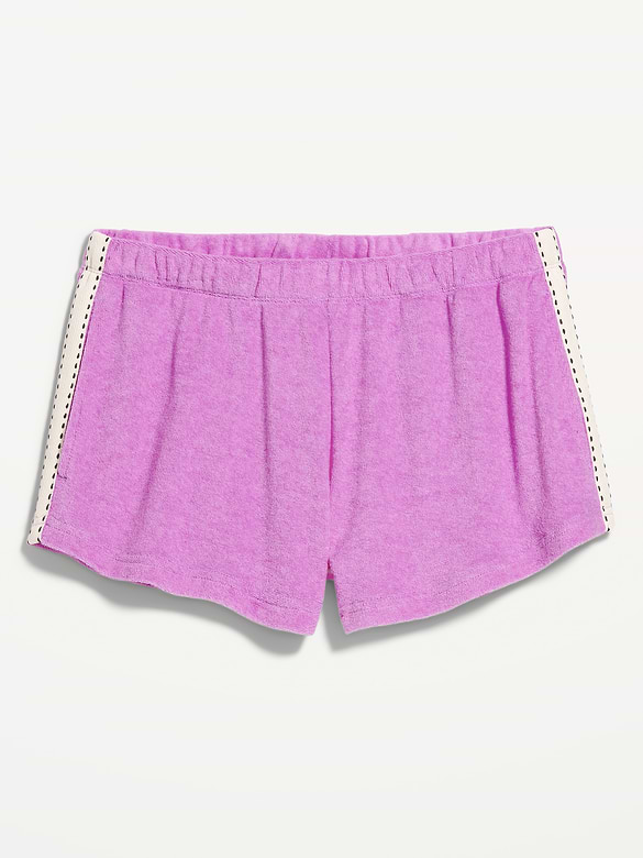 Short en jersey bouclette à taille mi-basse, entrejambe de 6,5 cm