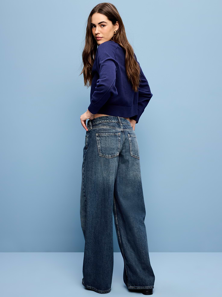 L'image numéro 3 présente Jean coupe généreuse à jambe large à taille basse