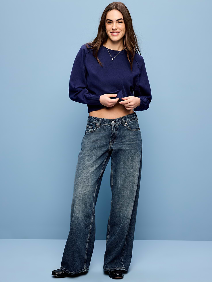 L'image numéro 1 présente Jean coupe généreuse à jambe large à taille basse