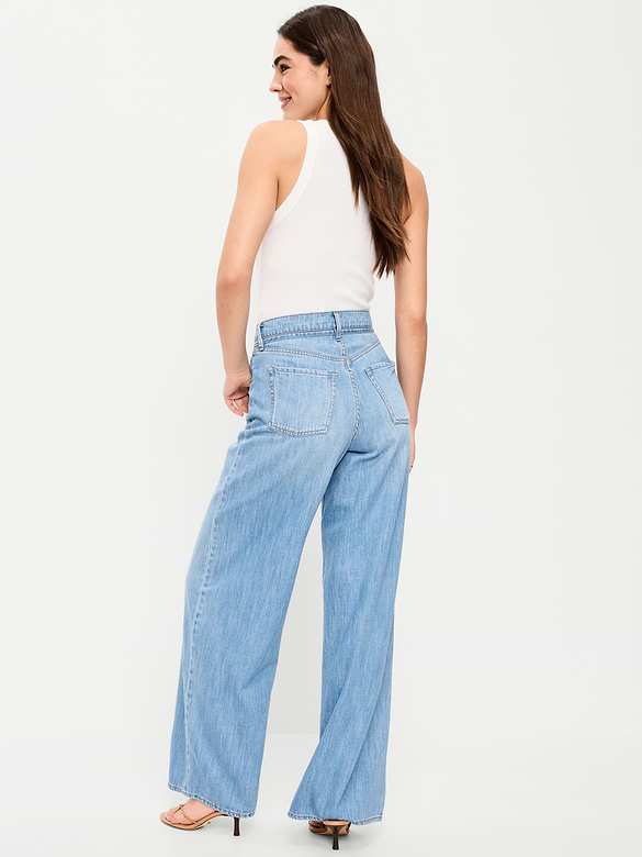 High-Waisted Drapey Wide-Leg Jeans