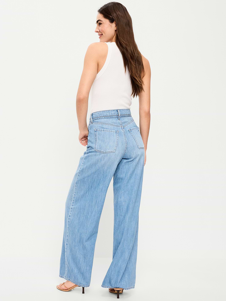L'image numéro 3 présente Jean fluide à jambe large et taille haute