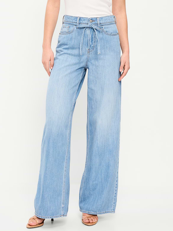 High-Waisted Drapey Wide-Leg Jeans