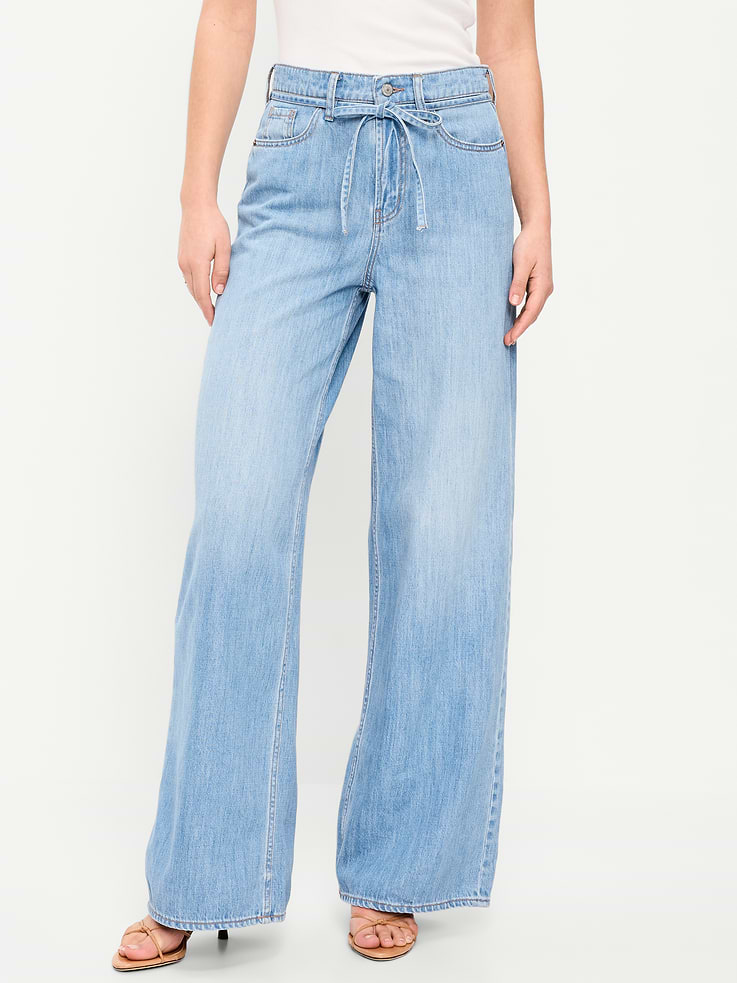 L'image numéro 2 présente Jean fluide à jambe large et taille haute