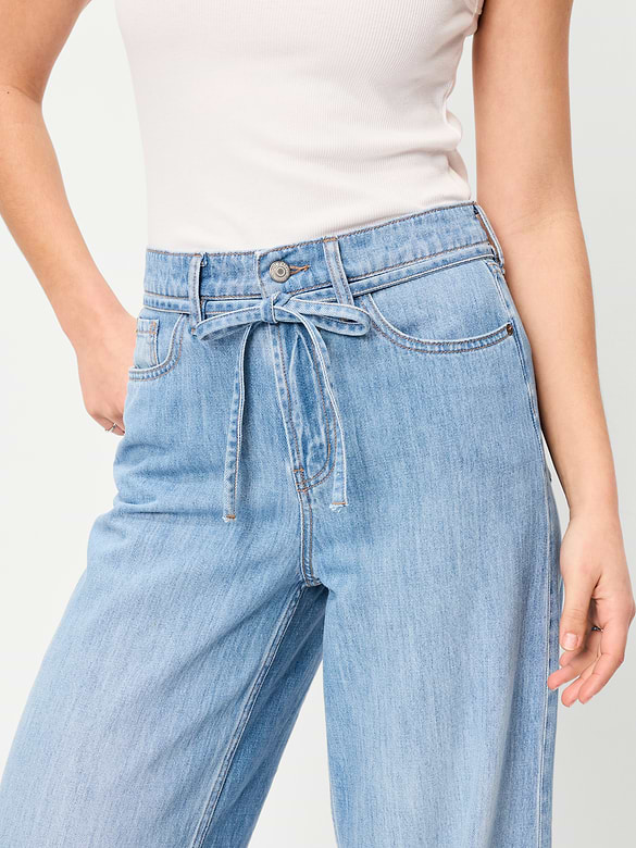 High-Waisted Drapey Wide-Leg Jeans